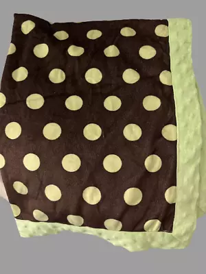 Snugly Baby Brown And Green Polka Dog Mink Blanket 30x40 • $40.94