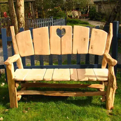 £1567.99 • Buy Handmade Bespoke Wooden Garden Bench 3 Seater Oak Seat Chair Eco Rustic Heart