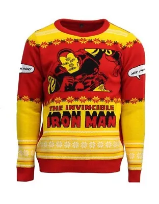 $41.66 • Buy XS (UK) Iron Man Ugly Christmas Xmas Jumper Sweater By Numskull Marvel Avengers