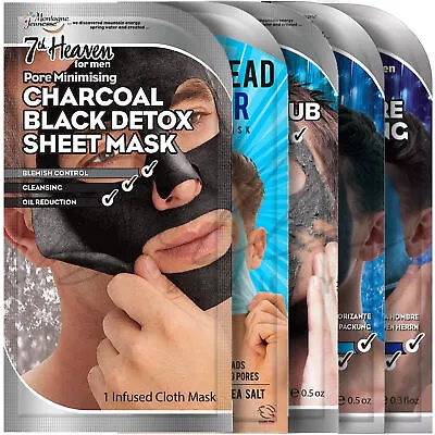 7TH HEAVEN Detoxifying Cleansing & Moisturising Scrub Masks For Men *CHOOSE* • £2.35