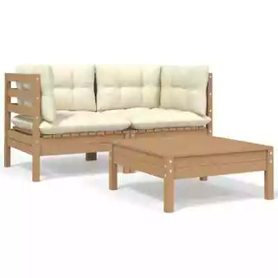 3-Piece Outdoor Sofa Set Garden Patio Lounge Cushions Chairs Solid Pine Wood • $224.69