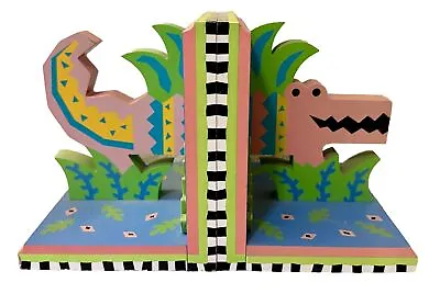 Vintage Elizabeth Brownd Brightly Painted Alligator Bookends - Child's Bedroom • $54.95