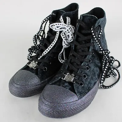 Womens Converse Chuck Taylor All Star Hi Miley Cyrus High Top Shoes Black Silver • $55.24