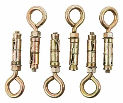 6x 8mm Heavy Duty Closed Hook Eye Bolt Rawl Shield Wall Anchor Expansion Bolts • £4.99