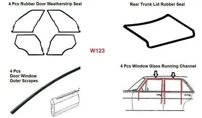 Full Rubber Door Trunk Weatherstrips Seals Mercedes Benz W115 Gasket 13 Pcs Rear • $294.41