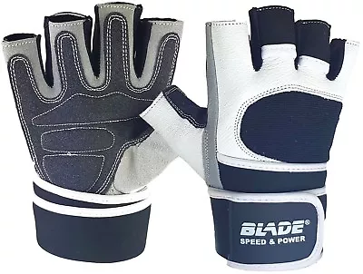 £6.99 • Buy Gym Workout White Weight Lifting Gloves Strap Body Building Training Fitness[L]