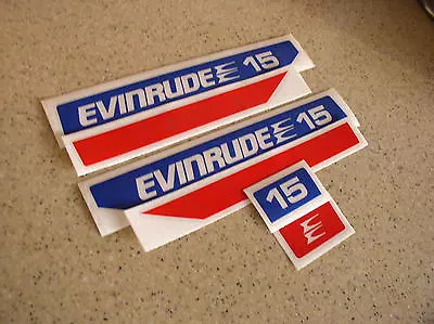 Evinrude Outboard Vintage Decal Kit 15 HP Die-Cut FREE SHIP + FREE Fish Decal! • $15