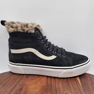 Vans Sk8-Hi MTE Shoes Women's 10 Black Suede Leopard Faux Fur Platform Sneakers • $49.97