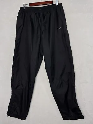 Vintage Nike Windbreaker Sweatpants Men XL Workout Pants Black Y2K Red Tag Nylon • $39.90