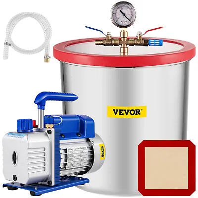 5 Gallon Vacuum Degassing Chamber 21L Silicone Kit 5CFM Vacuum Pump W/ Hose • $136.99