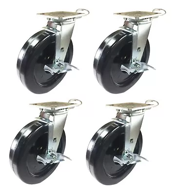 4 Casters Set 8  X 2  Swivel Lock Phenolic Wheel Caster Black • $134.92