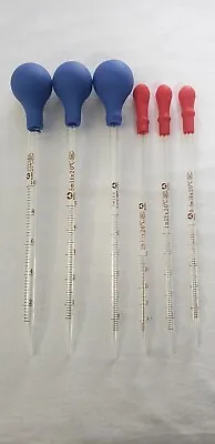 Set Of 6 Glass Graduated Lab Pipette Droppers For Liquid & Oil 0.5/1/2/3/5/10ml • $10.61