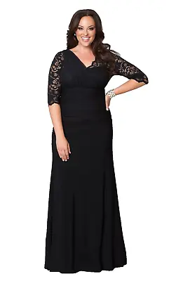 Kiyonna  Dress 3X Maxi Black Soiree Style Gown V Neck Formal Gala Black Tie • $55.24