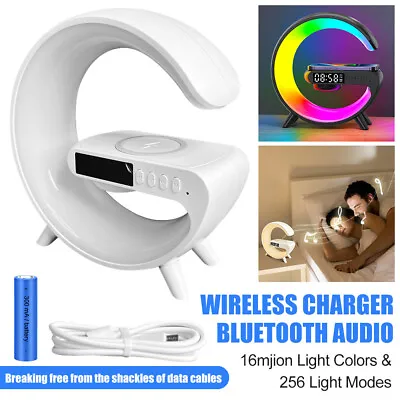 Smart G Lamp Bluetooth Speaker Wireless Charger Alarm Clock Night Light +Baterry • £14.99