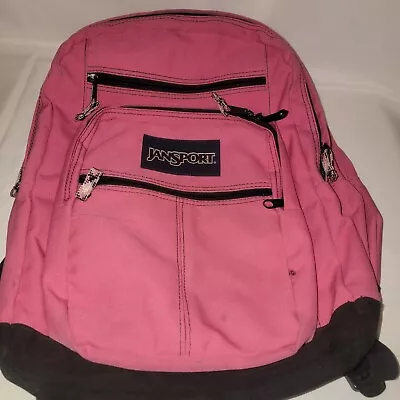 VTG Jansport Backpack Pink Bookbag School Padded Straps & Backside Zip Pockets • $29.95