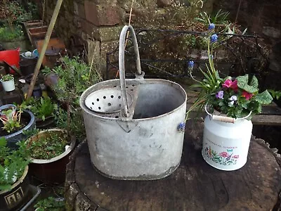 Galvanized Mop Bucket  9.5” Tall Galvanised Metal Bucket Pail Planter • £14