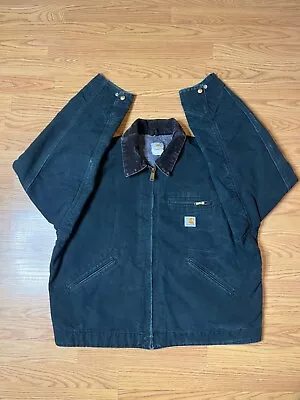 Vintage Carhartt Jacket Mens 48 Black Detroit Blanket Lined Work Wear • $120