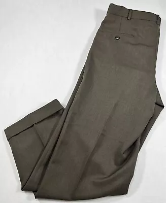 Haggar Dress Pants Men's Size 34x29 Dark Brown Cuffed Straight Leg No Iron Care • $14.95