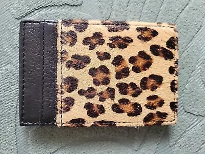 J Crew Inside Out Magic Leather Wallet Leopard Pony Hair And Leather Card Case • $20