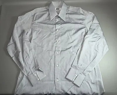 Zilli Gray 100% Cotton Long Sleeve Dress Shirt Size 41 - 16 Made In Italy • $79.99