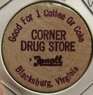 $5.99 • Buy Vintage Corner Drug Store Blacksburg, VA Wooden Nickel - Token Virginia