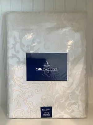 Villeroy & Boch 60x84 Oblong Tablecloth Lurex Heirloom Cream Ivory Embroidered • $24.99
