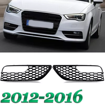 Honeycomb Front Fog Light Grille Grill Cover Pair For Audi A3 Base Model 2012-16 • $41.41