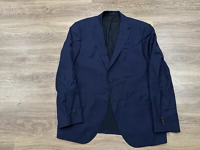 RECENT Hugo Boss 46R Ocean Blue Shadow Plaid Travel Sport Coat Blazer Jacket • $59.99