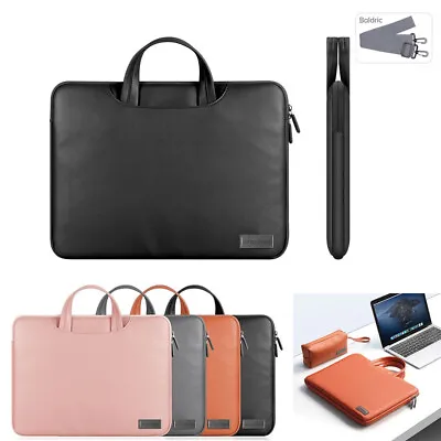 Laptop Bag Briefcase 13-15inch PU Laptop Shoulder Bag Waterpoof Office Handbag • £18.49