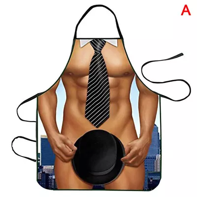 Funny Muscle Man Kitchen Apron Sexy Women Cooking Pinafore Home Cleaning ToY --❤ • $4.33