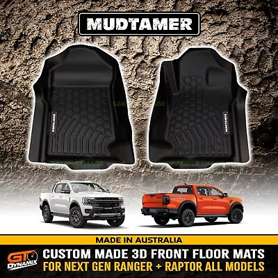 Front MUDTAMER 3D Custom Floor Mats Ford Next Gen Ranger XLT Wildtrack 5/2022-24 • $199