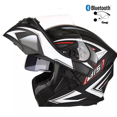 DOT Bluetooth Motorcycle Helmet Flip UP Dual Vison Helmet W/Rear Safe Led Light • $119.86