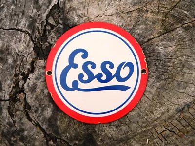 Vintage Esso Porcelain Sign ~4-3/4  Racing Oil Pump Gas Station Lubester Garage • $55