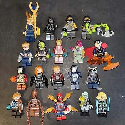 (6x) Lego (13x) Generic Mini Figures Mixed  Lot Of 19 Marvel Superheroes + Acces • £106.02