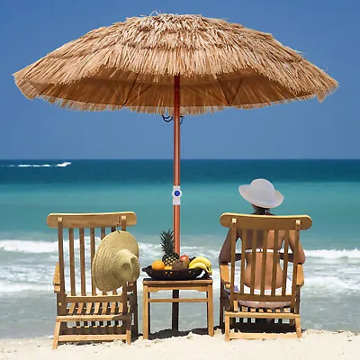 6' Patio Tropical Thatched Tiki Beach Umbrella Portable Outdoor Market Tilt • $59.49
