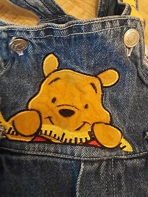 Vintage Winnie The Pooh 100 Acre Fixer Upper BIBS Blue Jeans Overalls 3/6 Months • $15.75