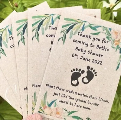 10 X Baby Shower Favours Personalised Wildflower Seeds Boy/girl Thank You Gifts • £5.75