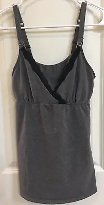 $13.99 • Buy GILLIGAN O'MALLEY Nursing Cami, Tank Top Gray With Black Lace Size Small