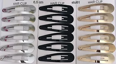 6 EX-Large 7 CM PLAIN Metal Snap Bandy Snappy Hair Grips Clips Girls Accessories • £3.59