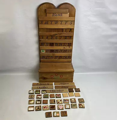 Vintage Wood Perpetual Calendar Country Farmhouse Cottagecore Hand Painted • $39.99