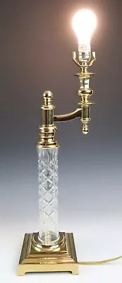 Large 23  Waterford Cut Irish Crystal & Brass KINSALE Table Desk Lamp Ireland • $175