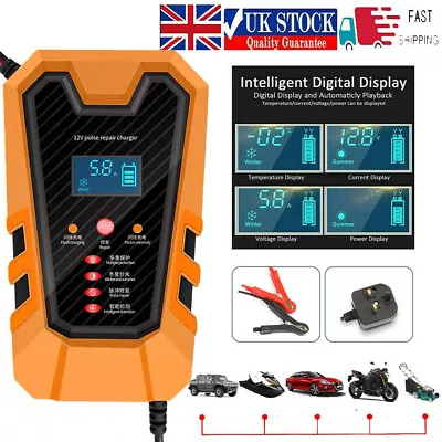 Car Battery Charger 12V Fast Charger Automatic Smart Pulse Repair AGM/GEL 6A • £11.89