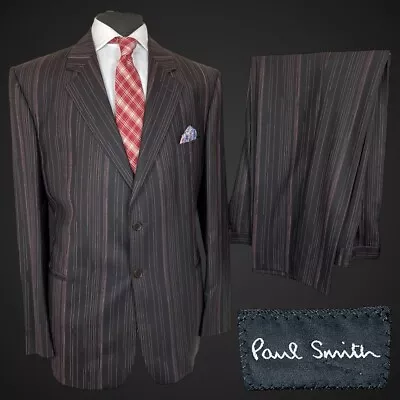 Paul Smith Suit 46 40” Dark Brown Broken Stripe Standout Wool City Business 2PC • $242.79