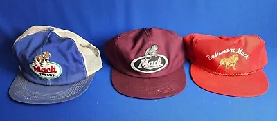 Lot Of 3 Mack Truck Patch Mesh Snapback Hat Bulldog VTG Baltimore Trucker  • $34