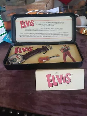 1994 FOSSIL COLLECTORS   IT'S ELVIS  Watch W  Guitar Keychain Unused New Watch • $115