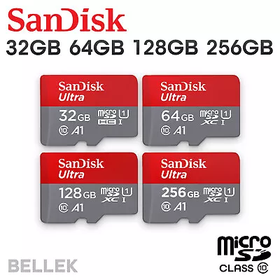 SanDisk Ultra Micro SD Card 32GB 64GB 128GB 256GB Class 10 Memory Card SDHC SDXC • £7.99