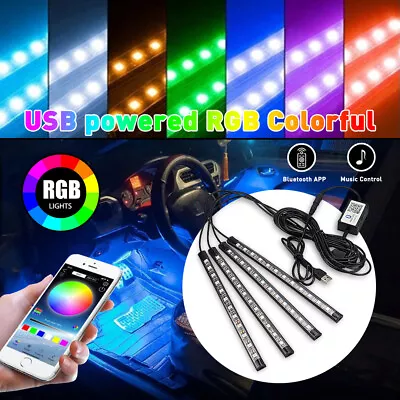 22cm Car RGB Interior Ambient LED Strip Light APP Music Control Atmosphere Lamps • $15.99