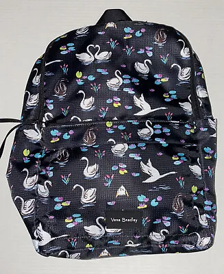 NEW Vera Bradley Packable Reactive Large Backpack Bag Swan Lake Black • $44.99