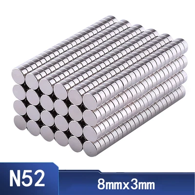 N52 Rare Earth Magnet 8mm X 3mm Disc Round Neo Craft Hobby Fridge Magnets DIY • $2.70