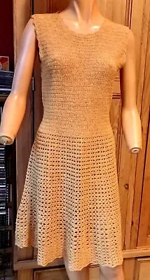 Genuine Vintage 60s Hand Crocheted Dress Russet Colour Warm Yarn Size 10/12 • £18.50